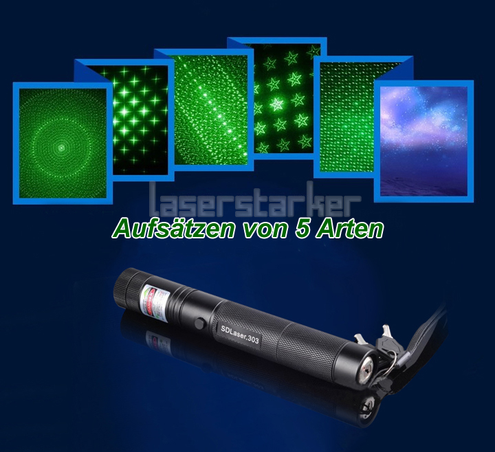 Hochleistungs Laserpointer Grün mit Aufsätzen