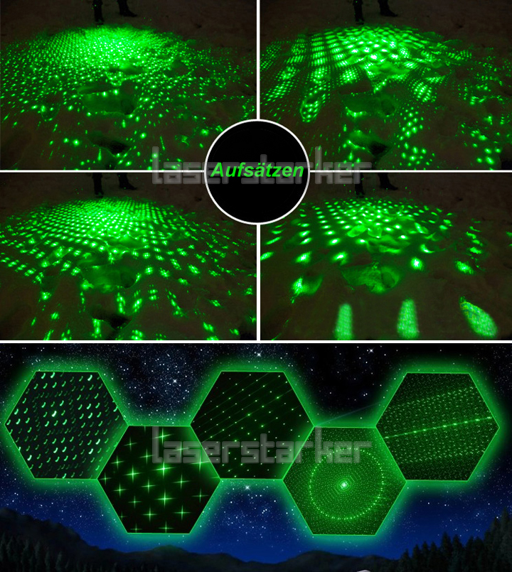 5000mW Laserpointer Grün mit Aufsätzen