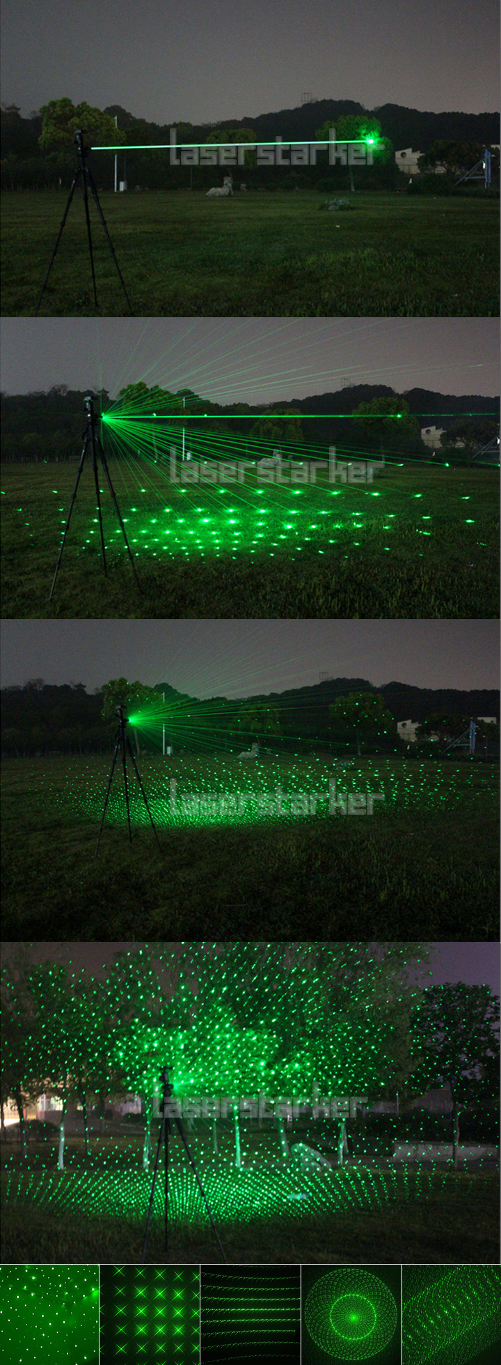 Laserpointer 2000mW Grün Ultra stark mit Aufsätzen