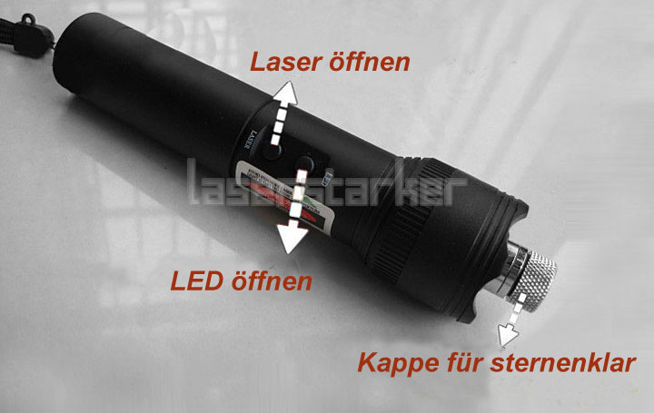 Grüner Laserpointer 100mW mit LED