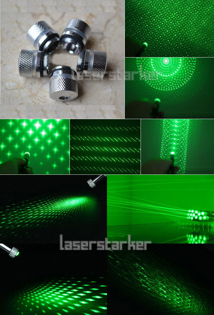 Laserpointer Stift 50mW Grün mit Aufsätzen